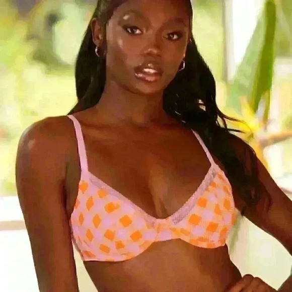 😍 NWT 😍 Savage x Fenty Gingham Remix Unlined Plunge Bra, Size 32DDD - Picture 6 of 6